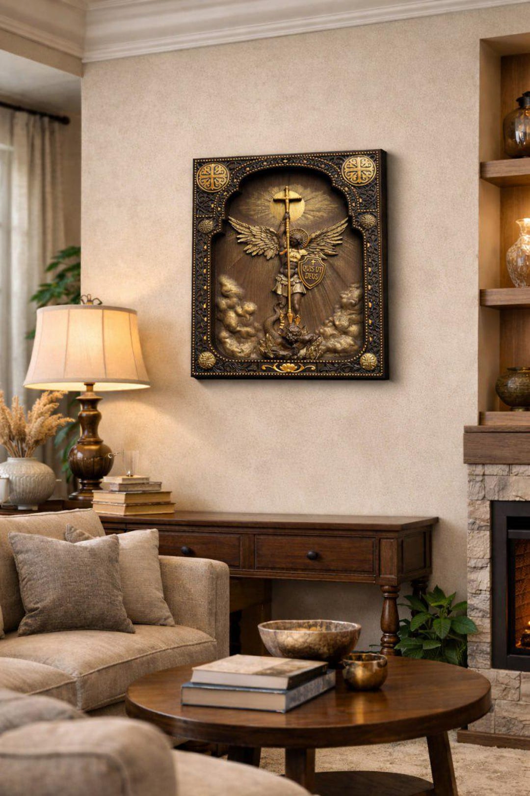 Archangel Michael Wooden Icon, Saint Michael Religious Wall Art, Christian Gift, St Michael Home Decor, Religious Gift for Men - 10х12 inches