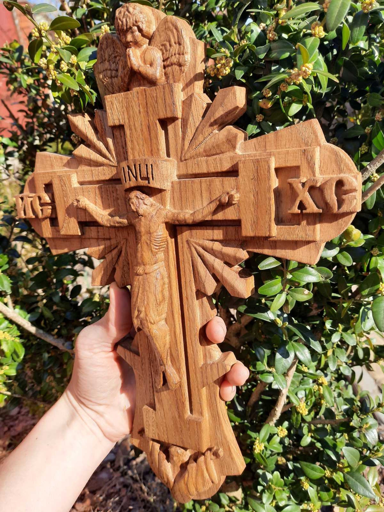 Wall Cross Wood Crucifix Religious Wood Carving Catholic Cross Etsy