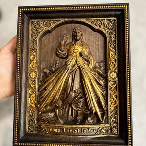 Divine Mercy Catholic art on Solid Oak Wood – Hand-Painted Christian Wall Art, Religious Gift, Catholic Home Decor, Handmade in Ukraine