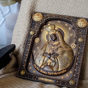 Virgin Mary wooden Wall art - Religious Home Decor -  Virgin Mary religious gift for new mom,  personalised 5th anniversary gift TAX FREE