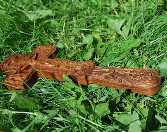 Cruz de bendición para sacerdote, regalo cristiano tallado en madera natural, libre de impuestos.