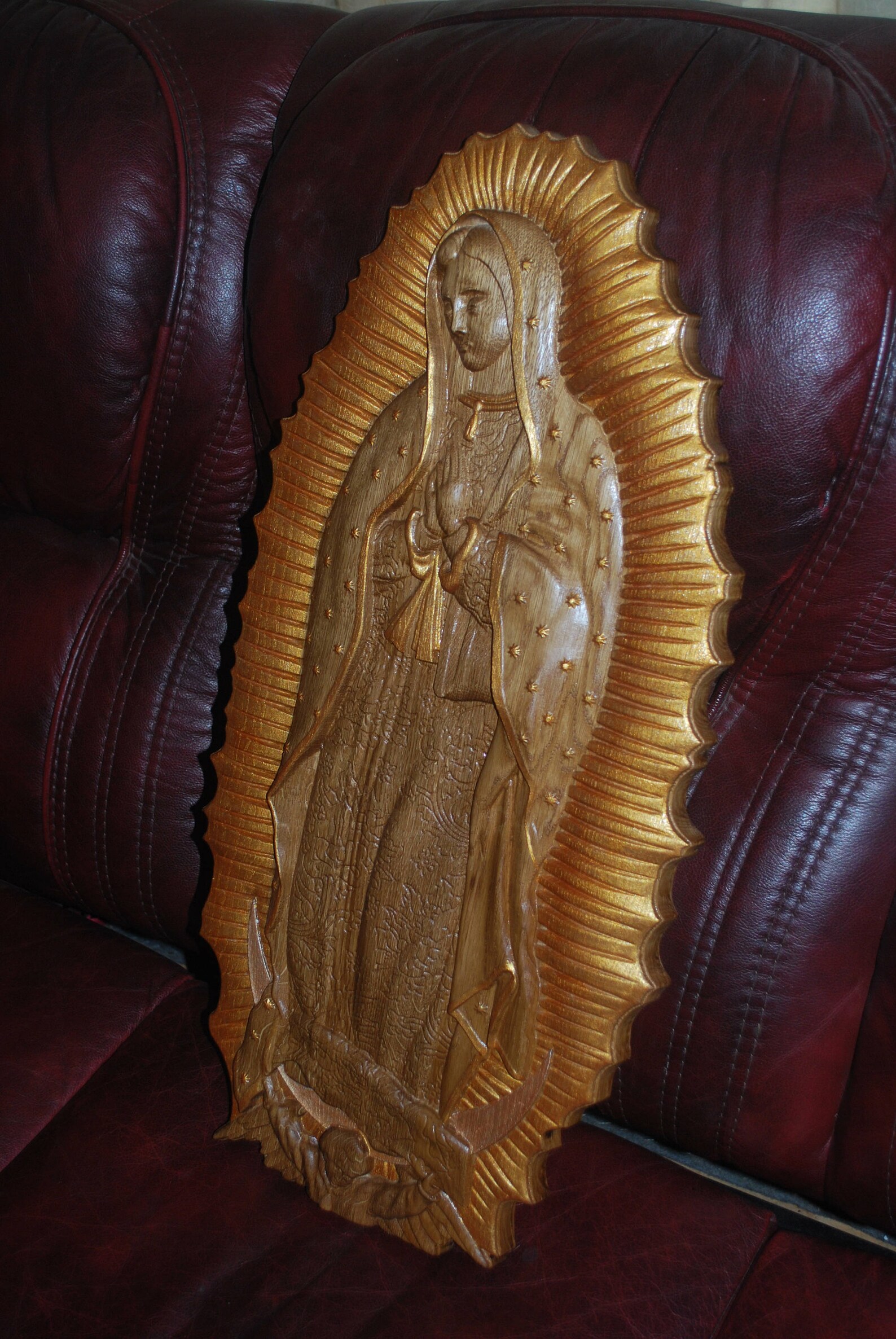 Our Lady of Guadalupe Statue Virgin de Guadalupe Wood carving Etsy
