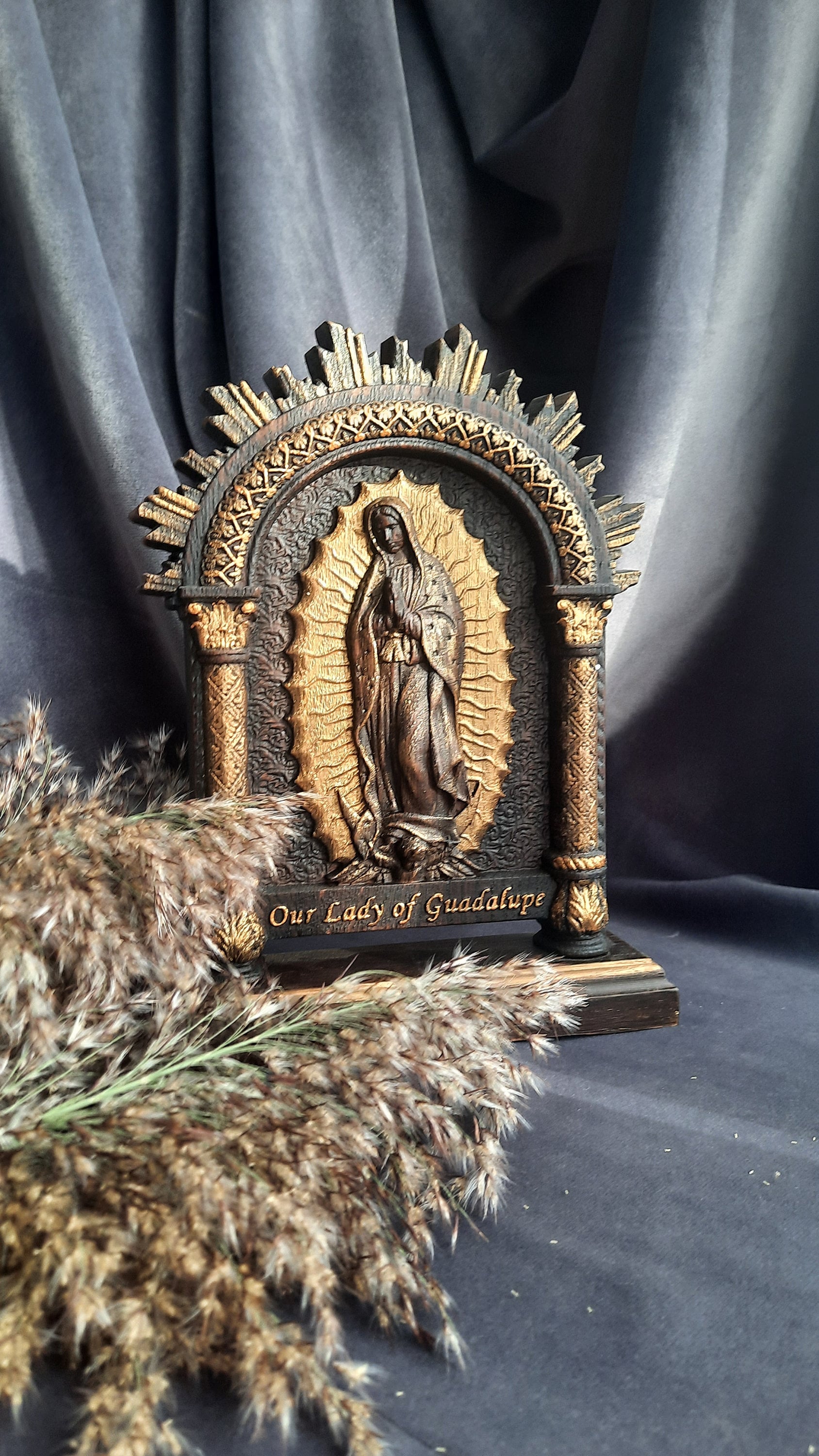 Our Lady of Guadalupe Carved Wooden Statue: Catholic Home Decor (7x9 ...