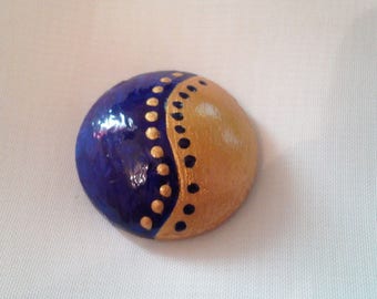 Handpainted blue and gold - 22 001 cabochon
