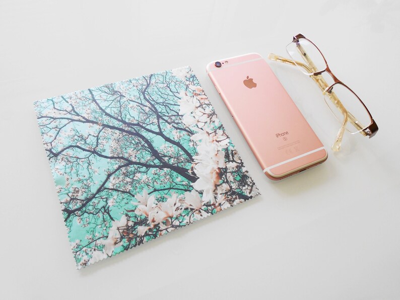 Microfiber CLEANING cloth for glasses MAGNOLIA printed beautiful eyewear cloth great gift for her also great for phones and tablets