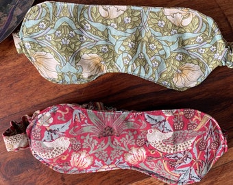 Sleep Masks/Meditation Masks in William Morris Strawberry Thief and Pimpernel. One Size. Handmade.