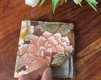 Needle Book made from vintage fabric in a choice of two patterns with cotton linen pages and a pocket for extra storage