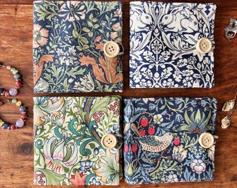 William Morris Fabric Earring Storage Book: Linen Page Stud Holder
