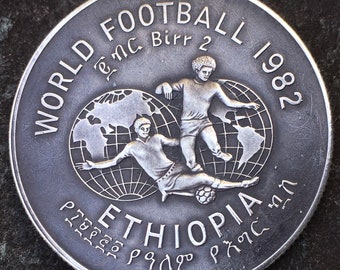 WORLD CUP 82 Lion of Judah. Ethiopian medal turned into pendant. Cool, big & heavy, amazing details! Rasta reggae soccer collector item!