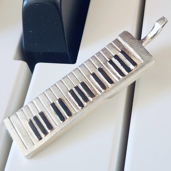 MELODICA pendant miniature silver reproduction. Homage to Augustus Pablo Rockers International Jamaica. Handmade music jewelry.
