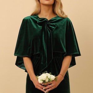 Dark Green Velvet Capelet Wedding Shrug Bridesmaid Shrug With Tie Ribbon Lined in Satin Velvet Cloak Velvet Bolero Velvet Cape