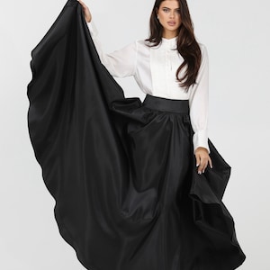 Black Full Circle Skirt Black Taffeta Skirt for Women Classic Skirt Ball Gown Skirt Formal Skirt Wedding Skirt Photoshoot Skirt