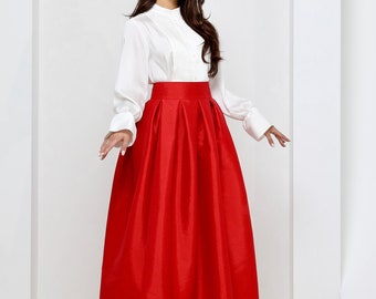 Red plaid taffeta skirt online