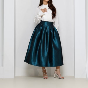 Teal Skirt, Taffeta Skirt, Skirt With Pockets, Skirt for Women, Classic Skirt, Ball Gown Skirt, Formal Skirt, Wedding Skirt