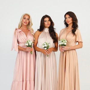 Bridesmaid Dress, Beige Sand Dress, Silk Dress, Full Circle Skirt, Summer Dress, Wedding Guest Dress, Formal Dress, Photoshoot Silk Dress