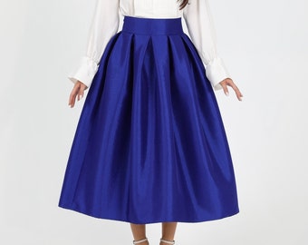 Royal Blue Taffeta Skirt, Skirt With Pockets, Skirt for Women, Classic Skirt, Ball Gown Skirt, Formal Skirt, Wedding Skirt