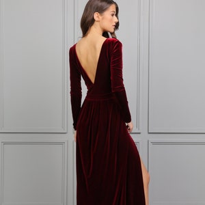 Dark Burgundy Bridesmaid Velvet Dress High Quality Fabric - Etsy