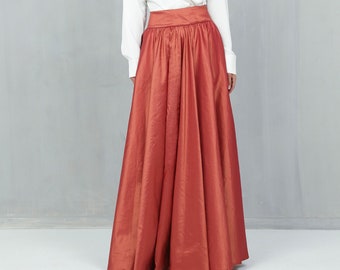 Rusty Orange  Taffeta Full Circle Skirt for Women Classic Skirt Ball Gown Skirt  Formal Skirt Wedding Skirt Photoshoot Skirt