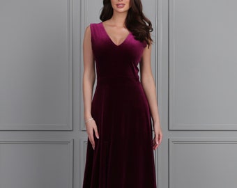 Bridesmaid Dress, Velvet Dress, Dark Purple, Wedding Guest Dress, Evening Dress, Slit Dress, Velvet Long Dress, Formal Dress