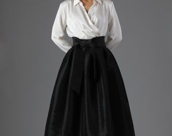 Black Taffeta Skirt With Pockets Skirt for Women Classic Skirt Ball Gown Skirt  Formal Skirt Wedding Skirt