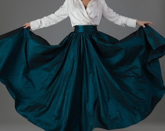 Teal Taffeta Full Circle Skirt for Women Classic Skirt Ball Gown Skirt  Formal Skirt Wedding Skirt Photoshoot Skirt