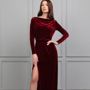 Burgundy Cowl Dress - Etsy