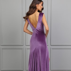 Violet Bridesmaid Velvet Dress, Bodycon Dress, Low Back Dress, Sleeveless Dress, Wedding Guest Dress, Evening Dress, Formal Dress