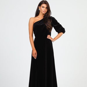 Black Dress, Velvet Dress, Bridesmaid Dress, High Wrap Slit Dress, Evening Dress, Maxi Dress, Wedding Guest Dress, Gown Dress, Elegant Dress