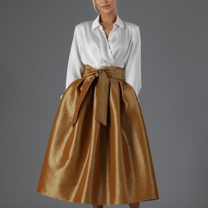 Gold Taffeta Skirt With Pockets Skirt for Women Classic Skirt Ball Gown Skirt  Formal Skirt Wedding Skirt