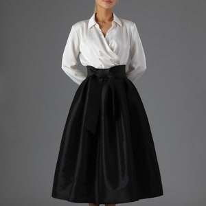 Black Taffeta Skirt With Pockets Skirt for Women Classic Skirt Ball Gown Skirt  Formal Skirt Wedding Skirt