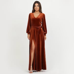 Burnt Orange Bridesmaid Dress With Sleeves - Etsy