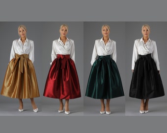 Taffeta Skirt With Pockets Skirt for Women Classic Skirt Ball Gown Skirt  Formal Skirt Wedding Skirt