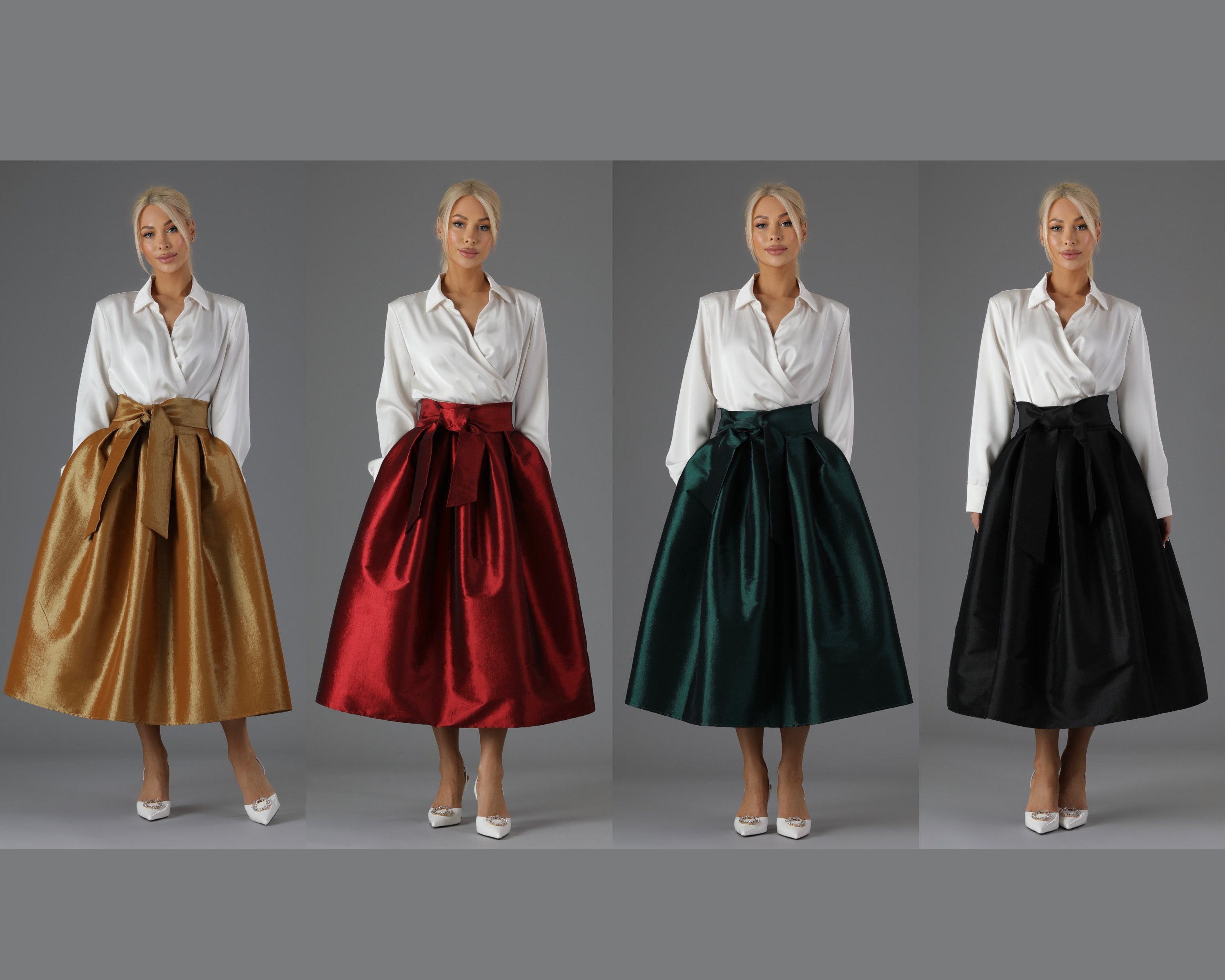 Taffeta Skirt With Pockets Skirt for Women Classic Skirt Ball Gown