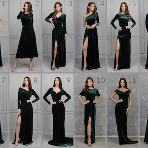 Dark Green Bridesmaid Velvet Dresses, Mismatched Bridesmaid Dresses, Wedding Guest Dress Long Formal Dresses, Maid of Honour Dress imagen 4