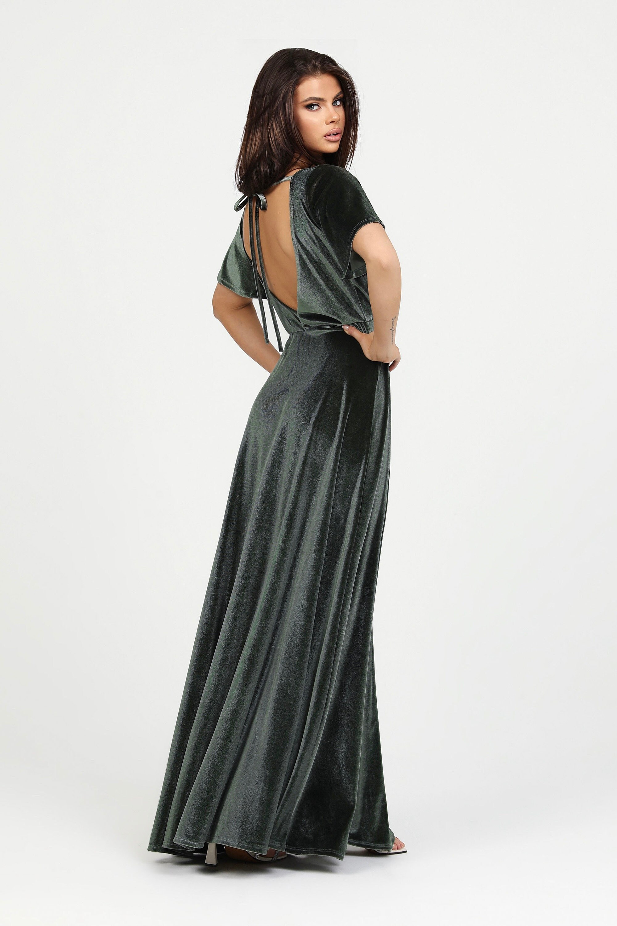 Velvet Sage Green Long Sleeve Bridesmaid Dress - Etsy