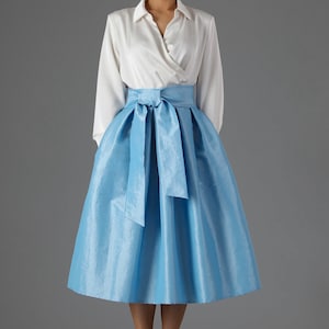 Sky Blue Taffeta Skirt With Pockets Skirt for Women Classic Skirt Ball Gown Skirt  Formal Skirt Wedding Skirt