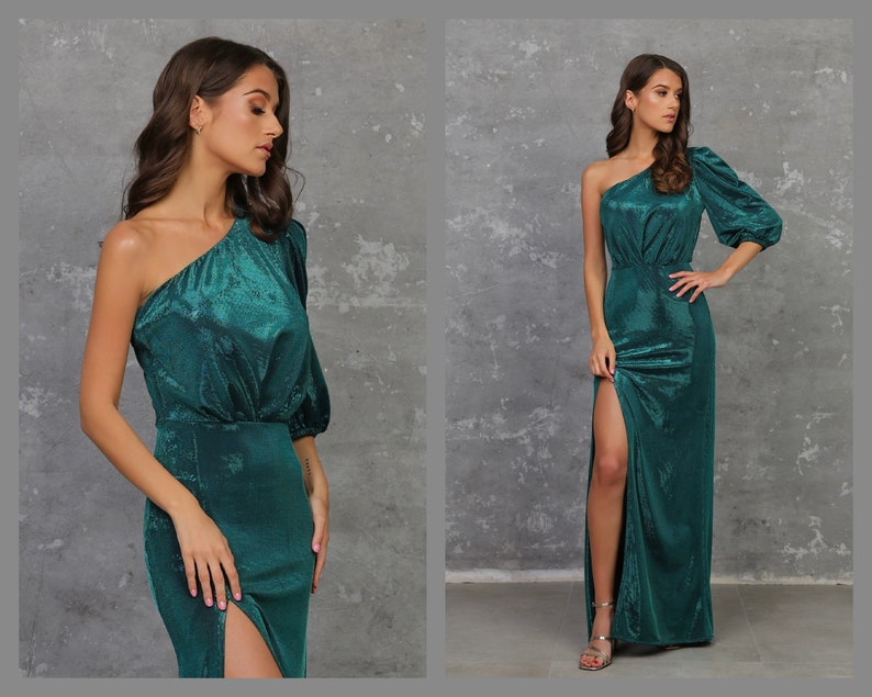 Bridesmaid Sequin Dress Emerald Green Prom Dress Gown Dress - Etsy