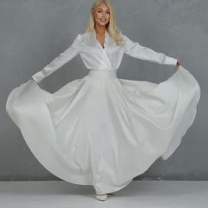 Long Taffeta Skirt Ivory Full Circle Skirt for Women Long Taffeta Maxi Skirt Ball Gown Skirt  Formal Skirt Wedding Skirt Photoshoot Skirt