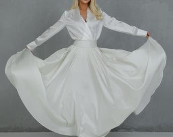 Long Taffeta Skirt Ivory Full Circle Skirt for Women Long Taffeta Maxi Skirt Ball Gown Skirt  Formal Skirt Wedding Skirt Photoshoot Skirt
