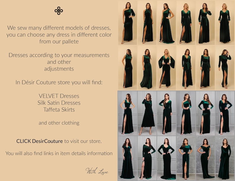 Dark Green Bridesmaid Velvet Dresses, Mismatched Bridesmaid Dresses, Wedding Guest Dress Long Formal Dresses, Maid of Honour Dress imagen 8