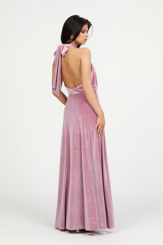 pink velvet bridesmaid dress Dress, Dress, Backless Dress, Wedding Guest Dress, Velvet Long Dress, Reception Dress, Evening Line Fabric cat-suits red white black wedding Size:UK20