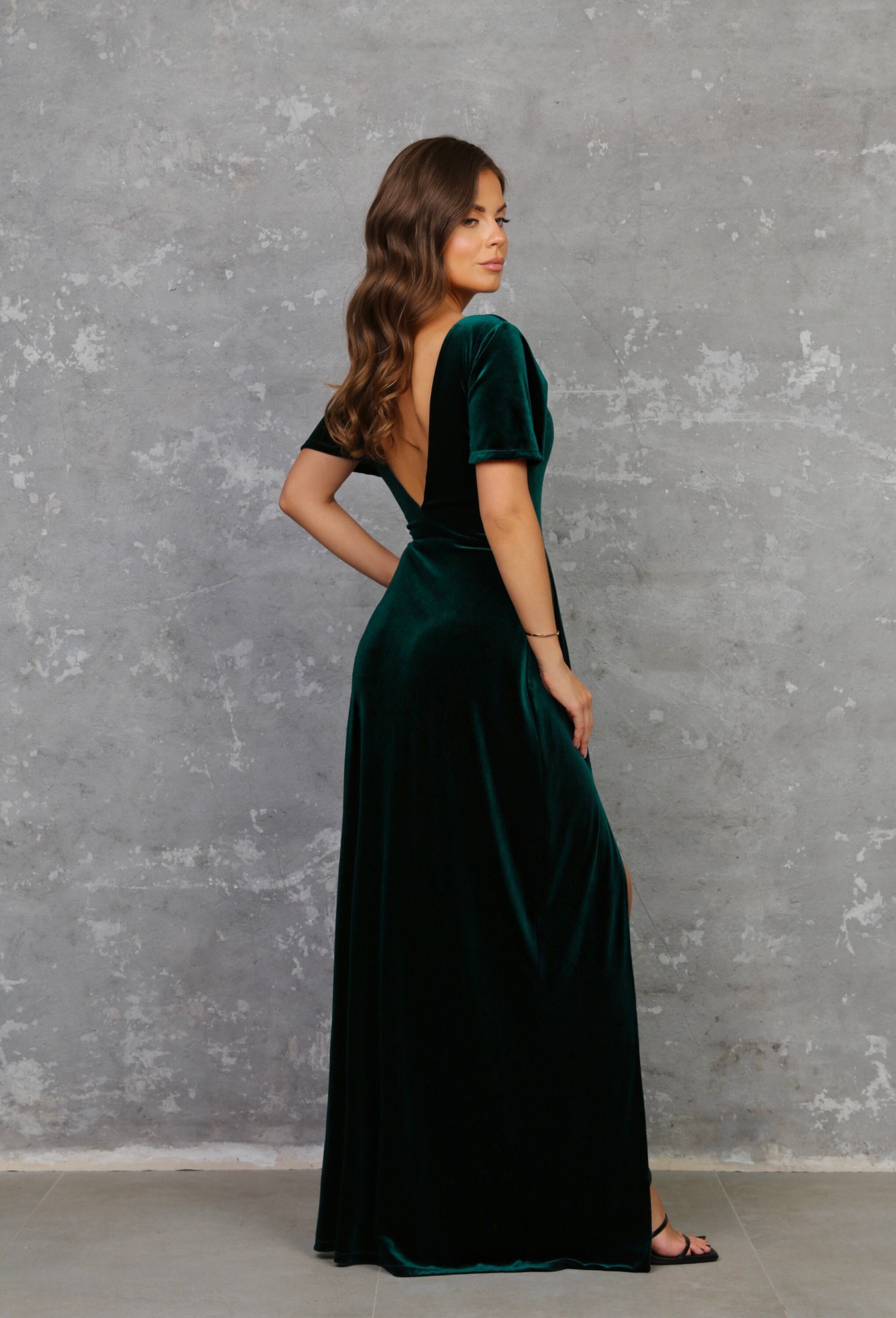 Dark Emerald Green Wedding Guest Dress