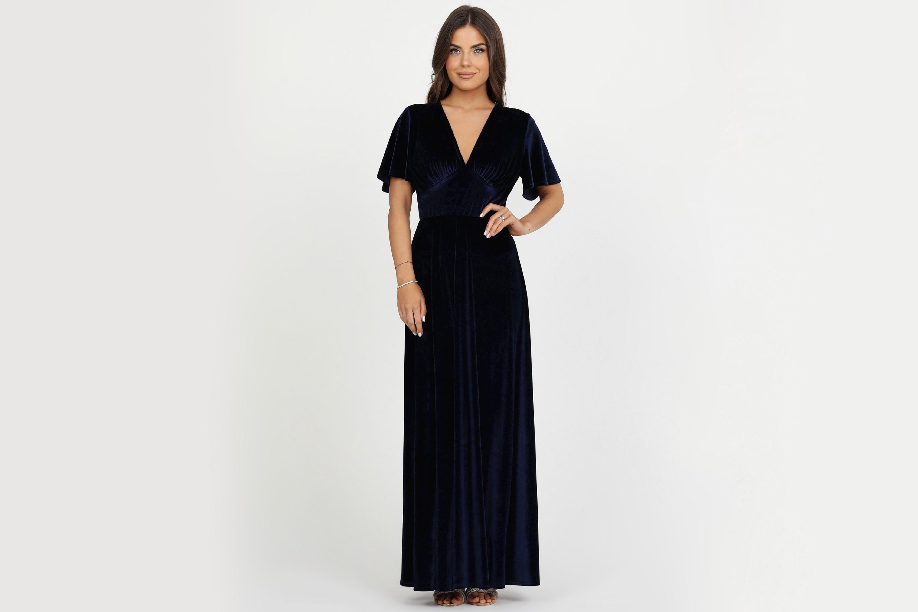 navy blue velvet bridesmaid dresses Dress - Dress Prescott Wearing VS styling my color:Wine Red versatile gown will make