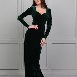 Dark Emerald Green Evening Gown, Wedding Dress, Engagement Dress, Sweetheart Neckline Dress, Mermaid Dress, Black Tie Dress, Formal Dress