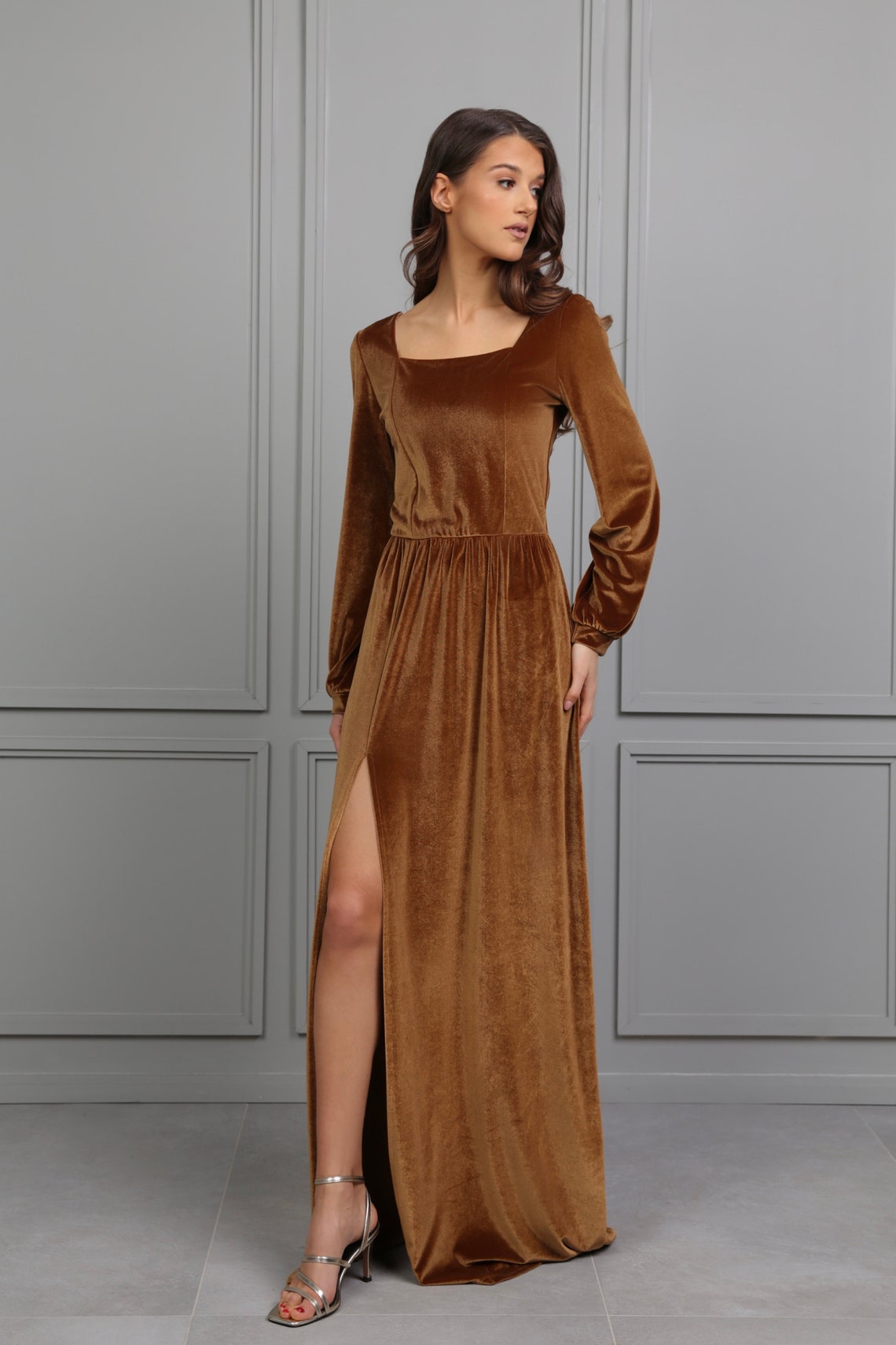 Bridesmaid Velvet Dress Light Brown High Quality Fabric Dress - Etsy