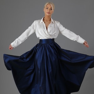 Navy Taffeta Skirt