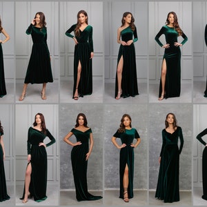 Dark Green Bridesmaid Velvet Dress High Quality Fabric Dress Wedding Guest Dress Formal Dress Maid of Honour Dress Prom Dress