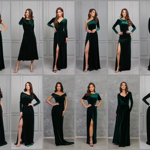 Dark Green Bridesmaid Velvet Dress High Quality Fabric Dress Wedding Guest Dress Formal Dress Maid of Honour Dress Prom Dress