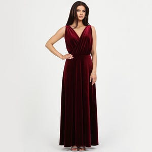 Burgundy Velvet Dress, Bridesmaid Dress, Evening Dress, Backless Dress, Wedding Guest Dress, Velvet Long Dress, Reception Dress