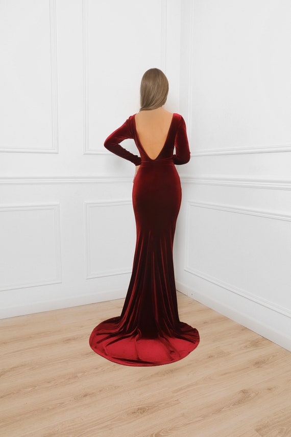 dark burgundy velvet dress